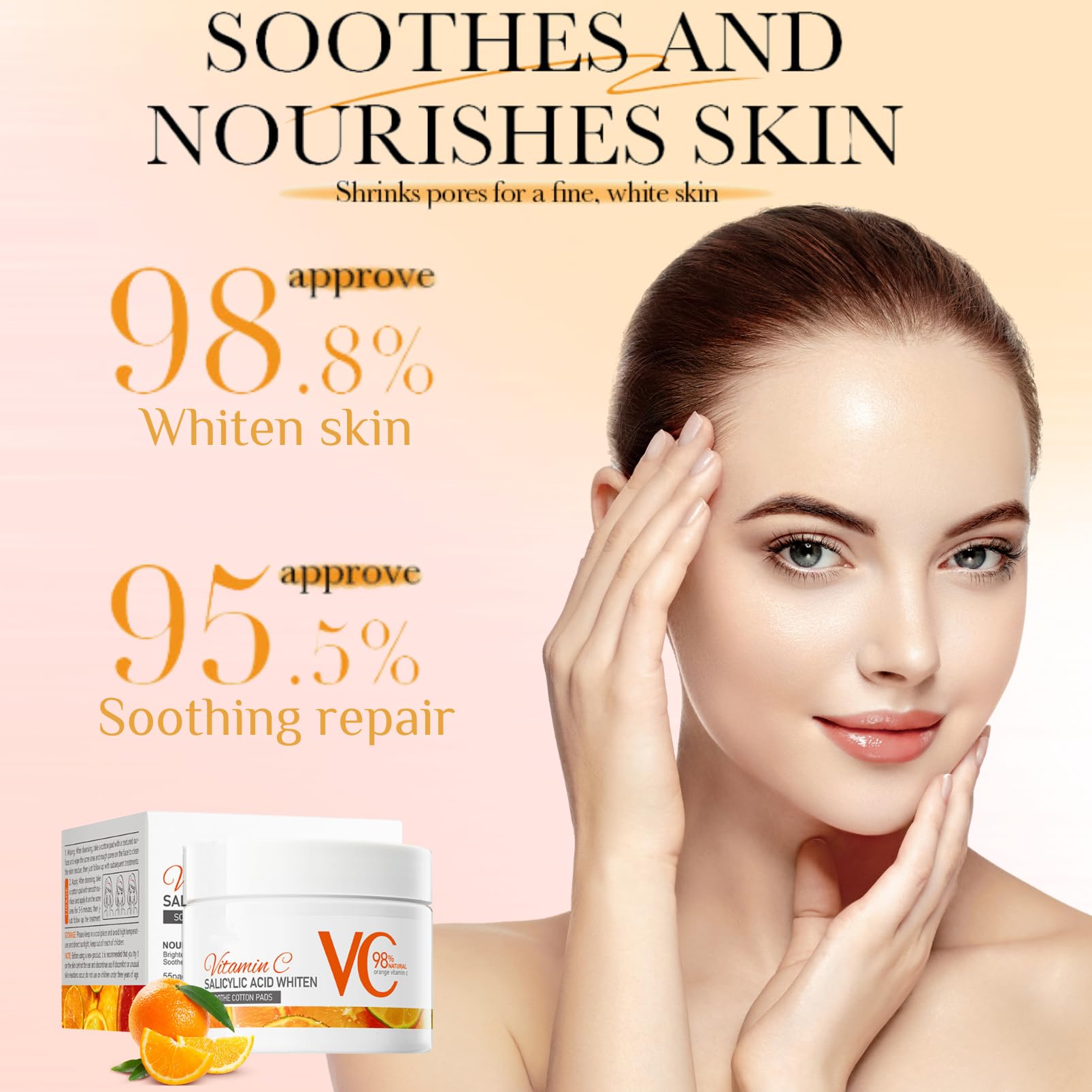 Salicylic Acid Toner Pads with 98% Vitamin C - Exfoliating & Cleansing Face Pads for Acne Treatment & Pore Unclogging - Gentle Face Wipes for Daily Skincare Routine (Pack of 55) - Perfect for Travel, Gym & On-the-Go Use