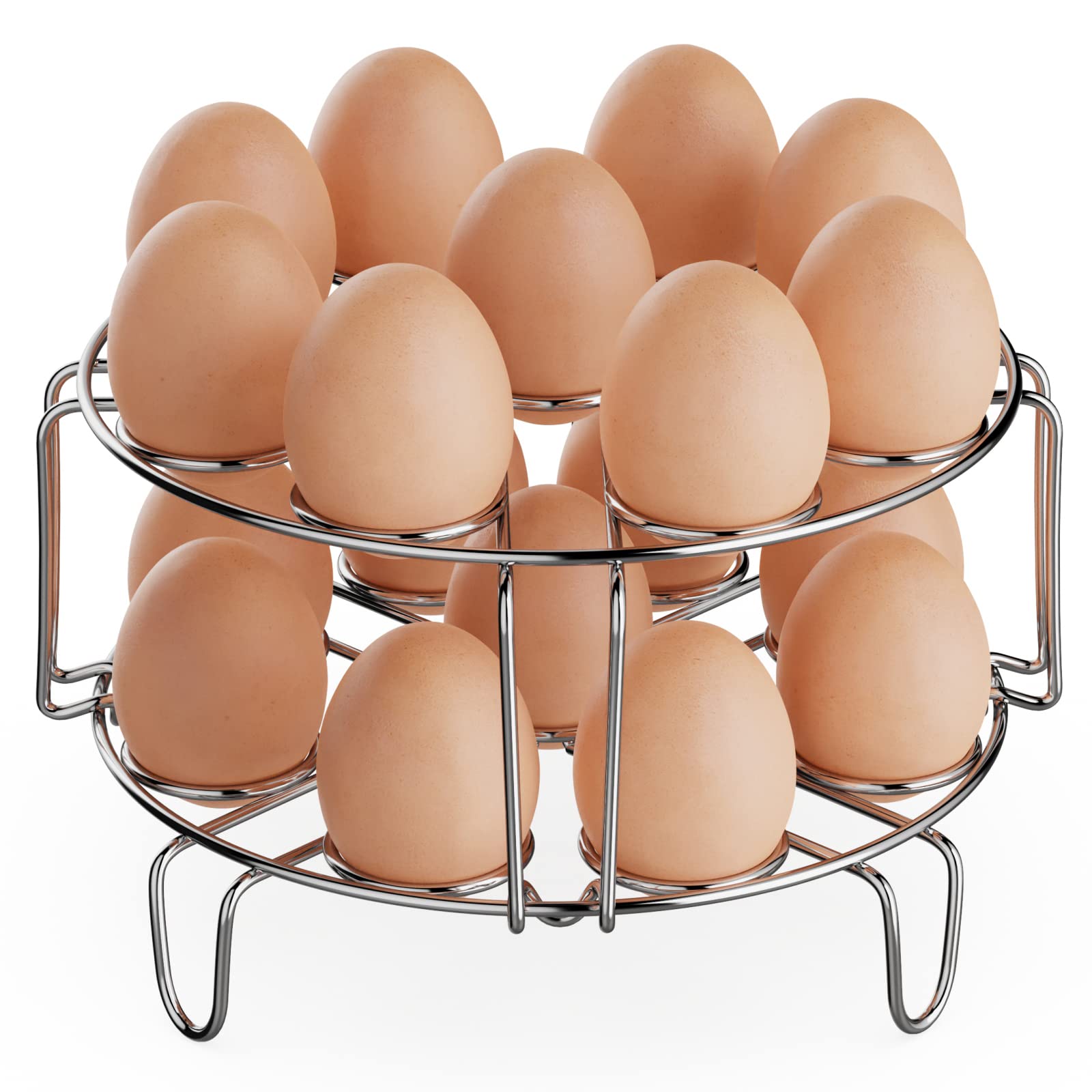 GSlife Stainless Steel Egg Steamer Rack - Stackable Trivet for 6-8 Quart Pressure Cookers & Instant Pots (2 Pack) - Cooks 18 Eggs Perfectly for Breakfast, Meal Prep & Healthy Cooking