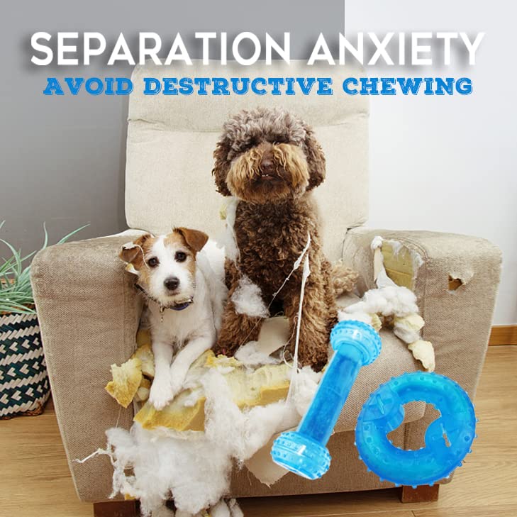 Natural Teething Rubber Chew Toys for Puppies - 2-Pack Freezable Cooling Canine Toys for Teeth Cleaning & Oral Health, Ideal for Small & Medium Dogs - Perfect for Home, Travel, and Outdoor Use