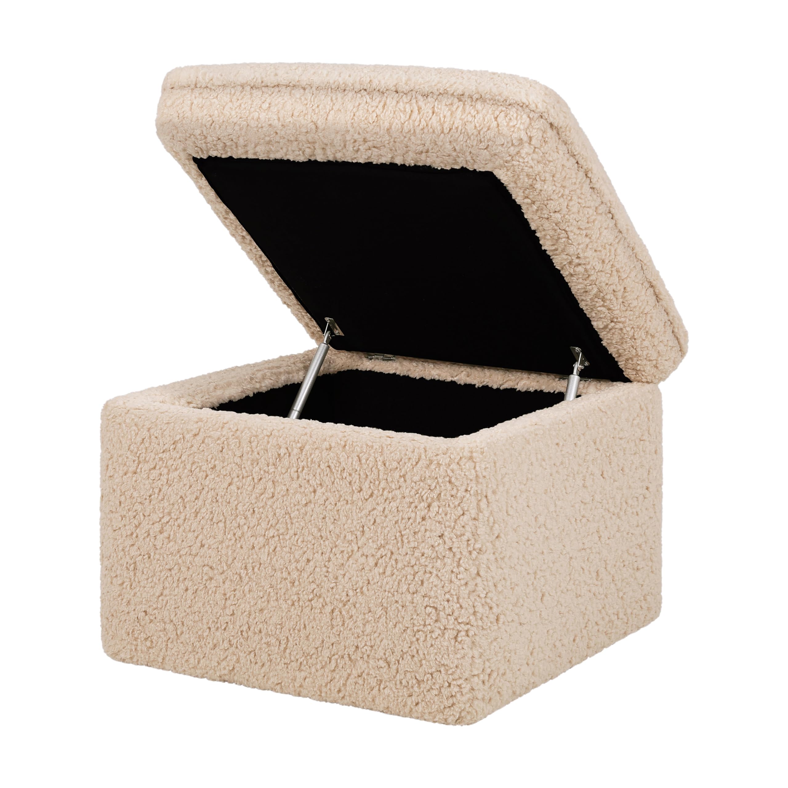 Babyletto Cali Storage Ottoman in Chai Shearling - Greenguard Gold Certified Nursery Furniture for Baby Room Organization & Playroom Seating