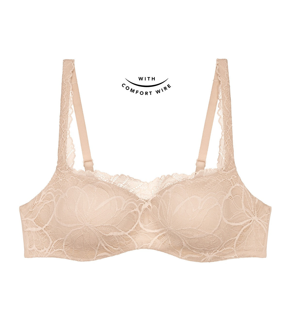 Illusion Lace Balconette Bra - Seamless Body Makeup Bra for Smooth Silhouette | Perfect for Evening Wear, Weddings & Special Occasions