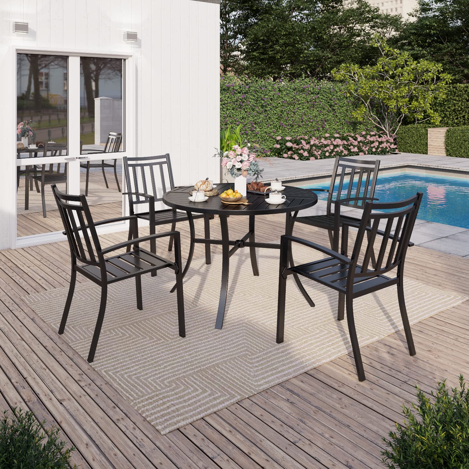 Sophia & William 5-Piece Outdoor Patio Dining Set - 4 Metal Chairs & 42