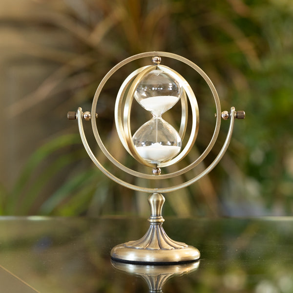 Bronzed Rotating 15 Minute Hourglass Sand Timer - Perfect for Yoga, Meditation, Board Games & Time Management