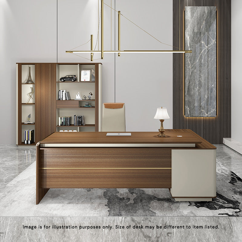 ANDERSON Executive Desk 1.6M Reversible - Hazelnut & Beige Office Desk with Storage | Modern Home Office Furniture for Professionals & Remote Work