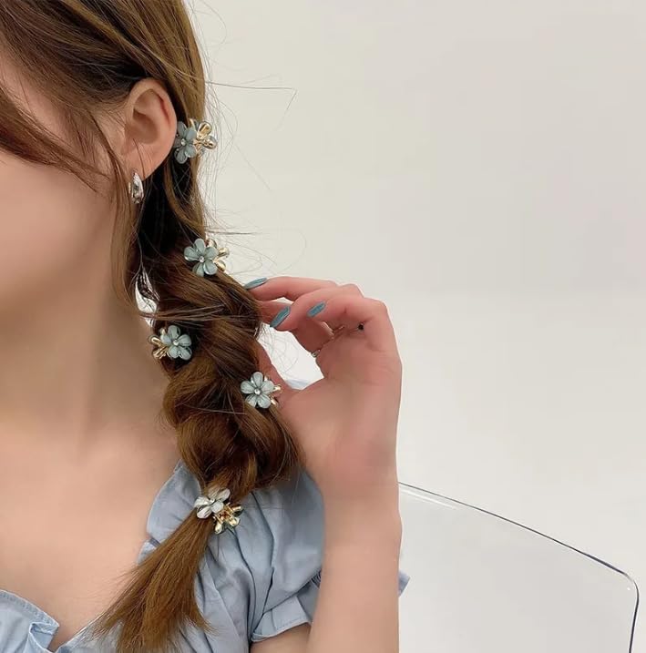 Elegant Mini Pearl Hair Claws & Floral Hair Clips Set for Women - Gold Crab Hair Accessories (6Pcs Multi Daisy) - Perfect for Weddings, Parties & Everyday Style