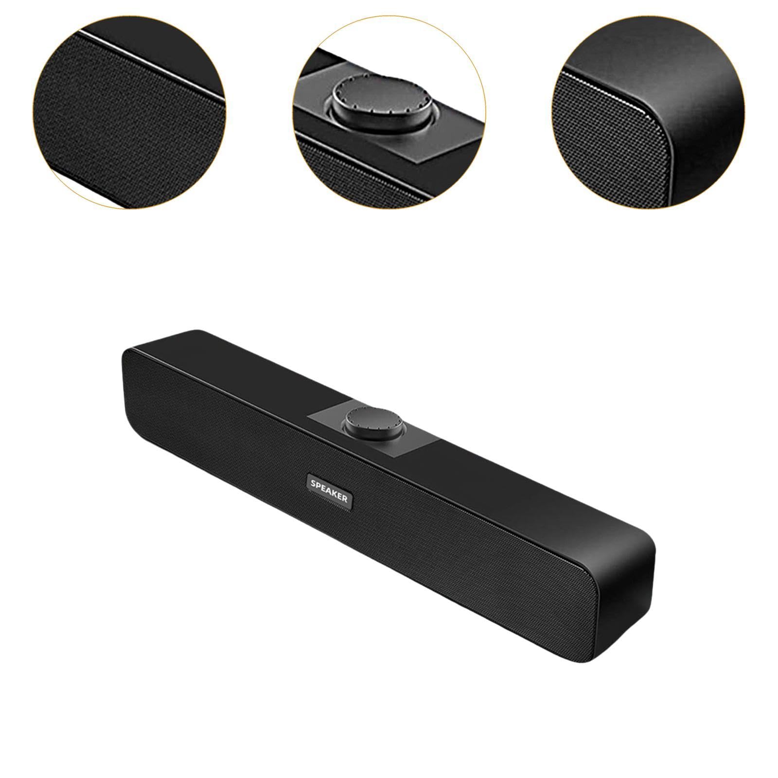 BaotyJie 6W Compact Black Soundbar Speaker with AUX Input - Perfect for Home, Gaming, Desktop Computer & Laptop | Enhance Your Audio Experience for Movies, Music & Video Calls