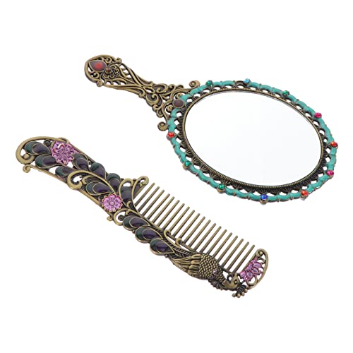 FOMIYES Vintage Handheld Mirror - Portable Travel Makeup Mirror with Retro Handle, Compact & Lightweight for Home, Travel, and On-the-Go Touch Ups