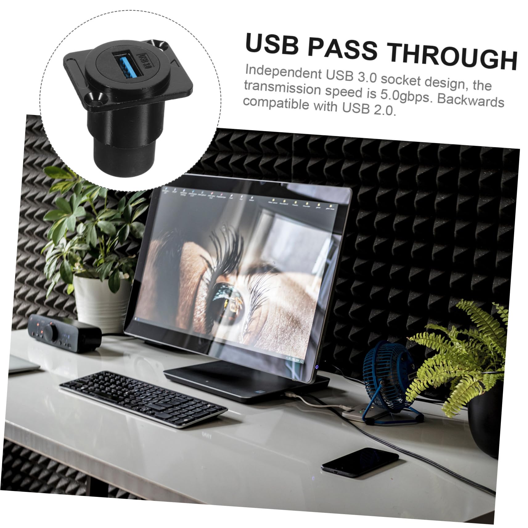 MAGICLULU USB Panel Mount Adapter - Female to Female Bulkhead Extension Connector with USB Through Port for PC Front Panel | Perfect for Computer Case, Server Rack & DIY PC Builds