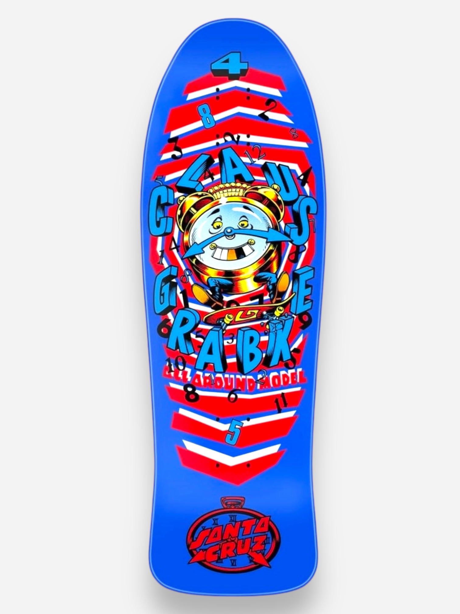Santa Cruz Claus Grabke 'All Around' Complete Skateboard - Blue Deck for Street & Park Riding - Perfect for Beginners & Skaters of All Levels
