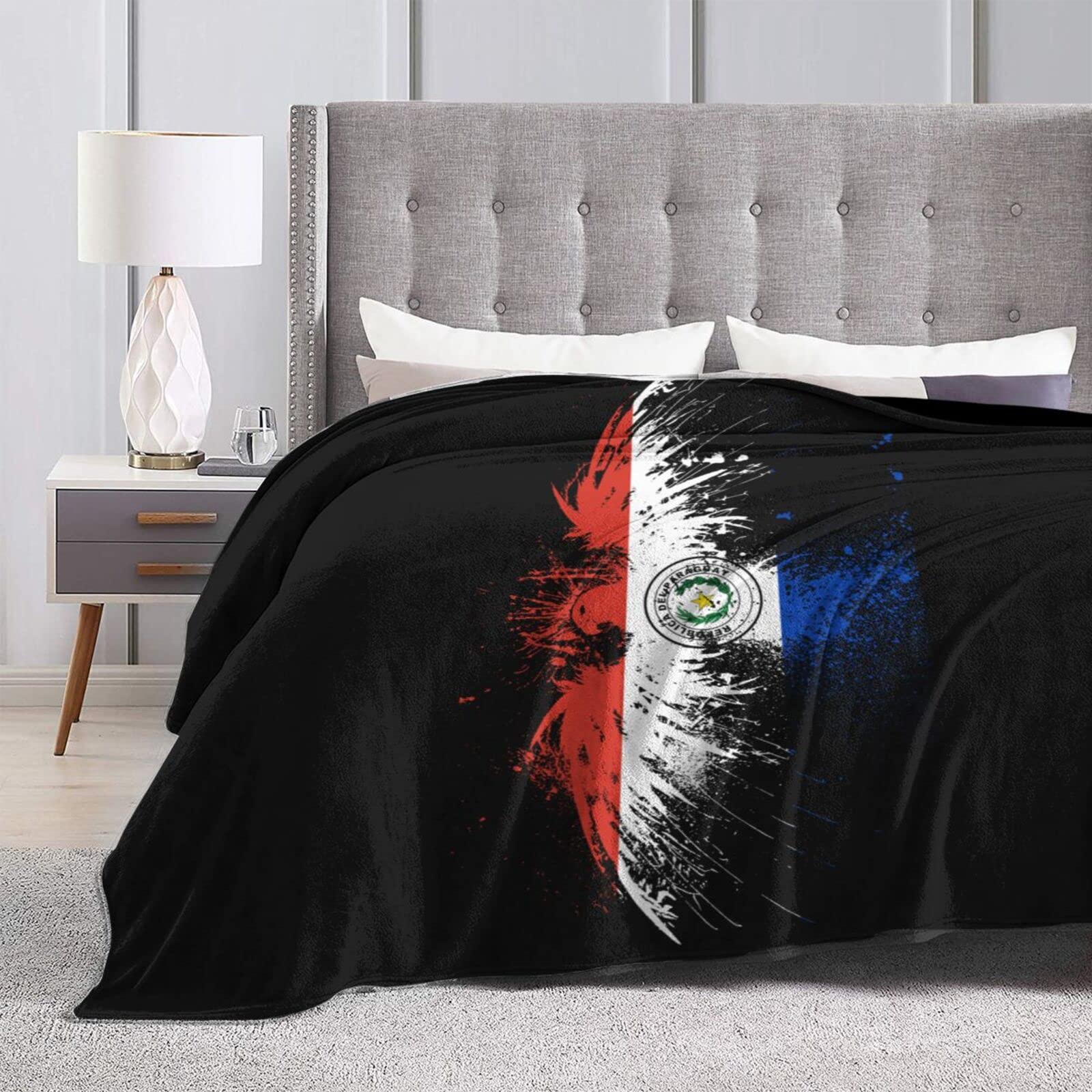 Premium HUFURI Eagle Paraguay Flag Flannel Fleece Throw Blanket - Ultra Soft & Cozy 80