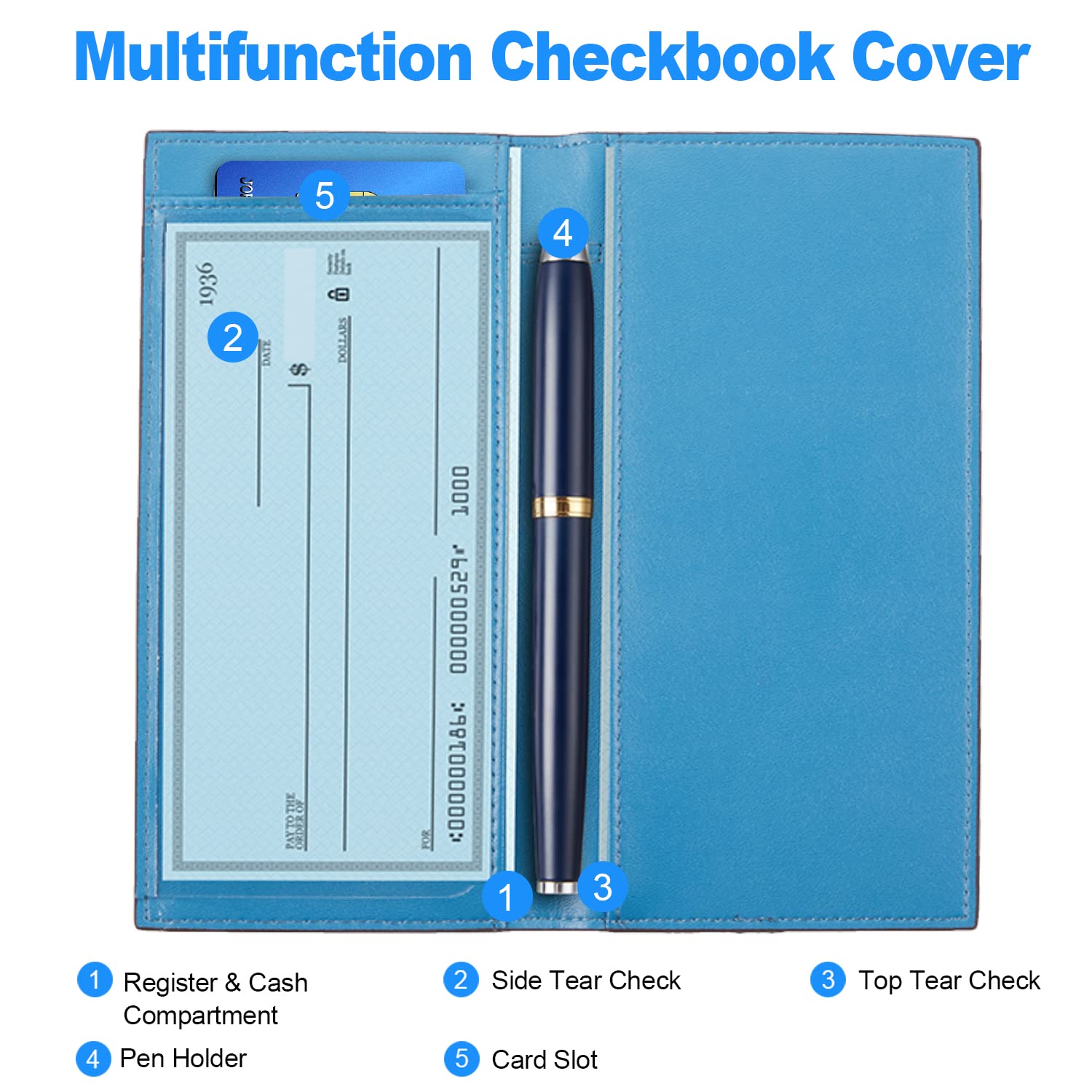 Premium Leather Checkbook Cover for Men & Women - RFID Blocking Checkbook Holder Wallet - Ideal for Business, Travel & Everyday Use