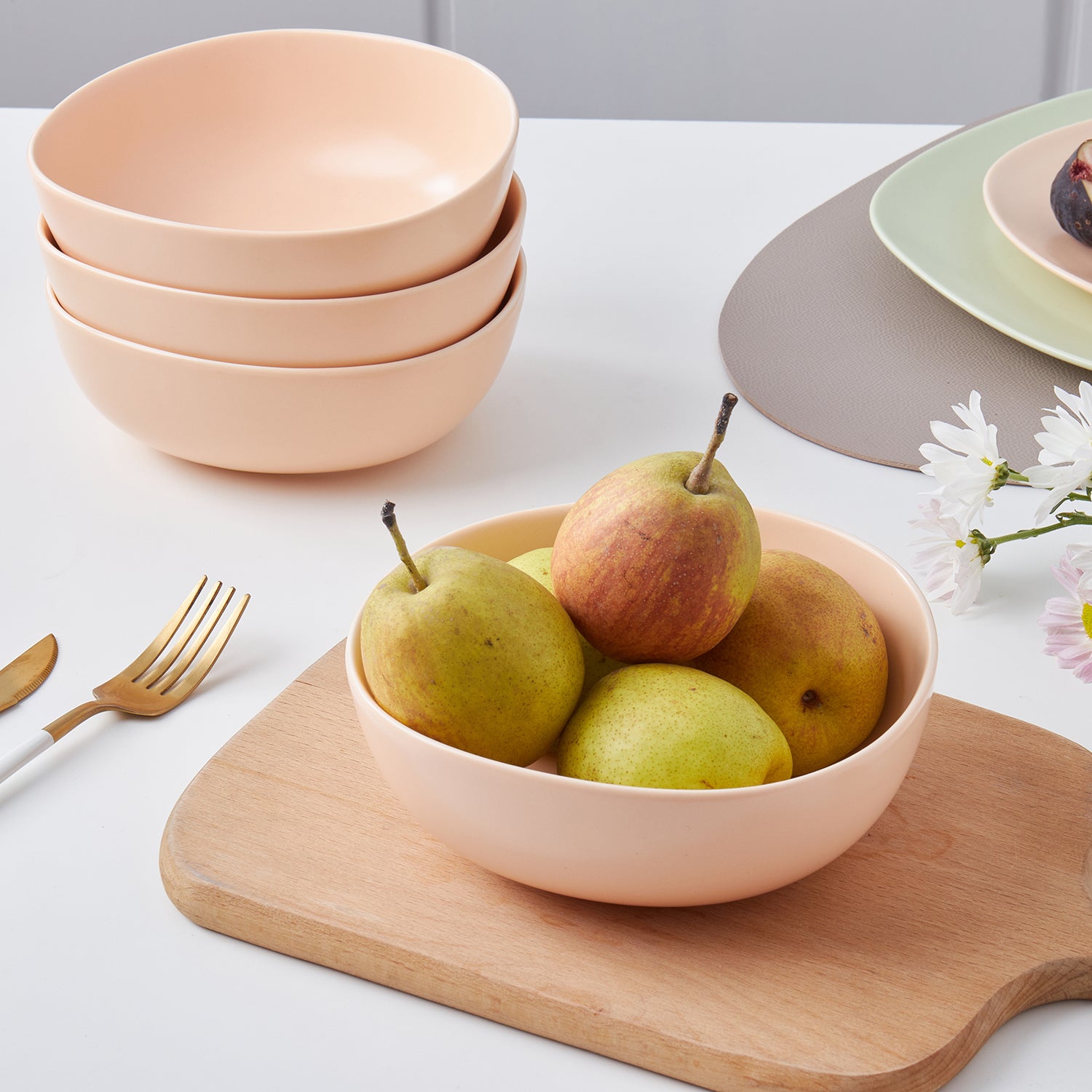 Delilah Porcelain Bowl Set - 6-Piece Dinnerware Set for Soup, Salad & Dessert | Elegant & Durable for Everyday Use & Entertaining