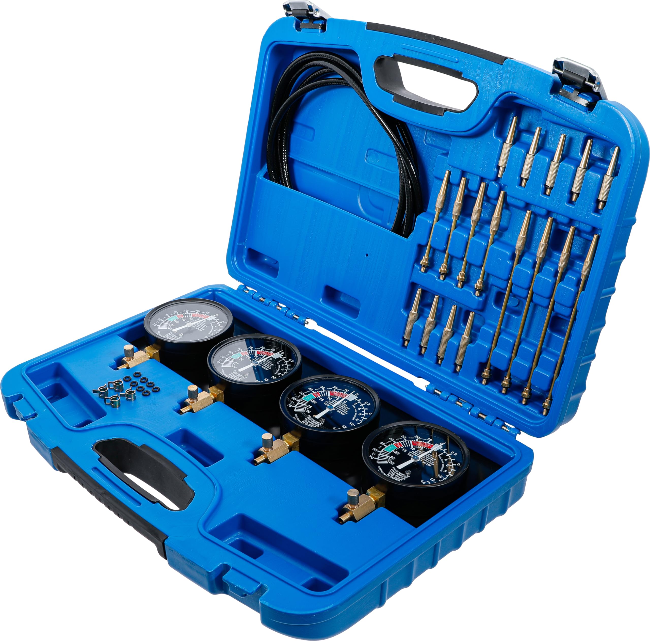 BGS Technic PRO+ 25-Piece Carburetor Tester Kit (0-14 PSI) - Professional Fuel System Diagnostic Tool for Motorcycle, ATV, Small Engine Repair & Maintenance