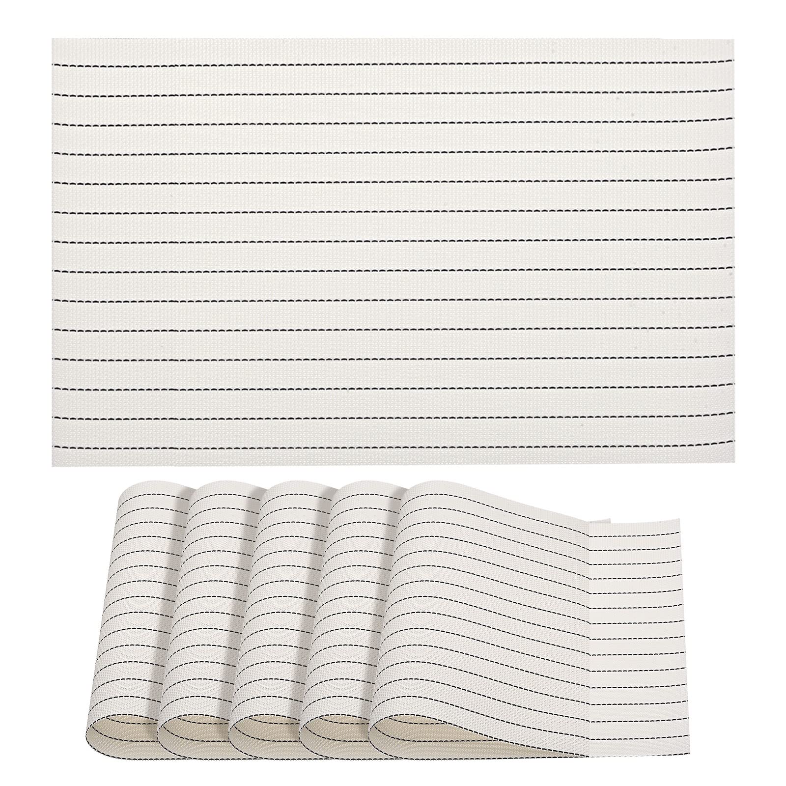 uxcell 6-Pack White PVC Washable Woven Place Mats 450x300mm - Durable Table Mats for Dining, Kitchen, Restaurant & Home Decor