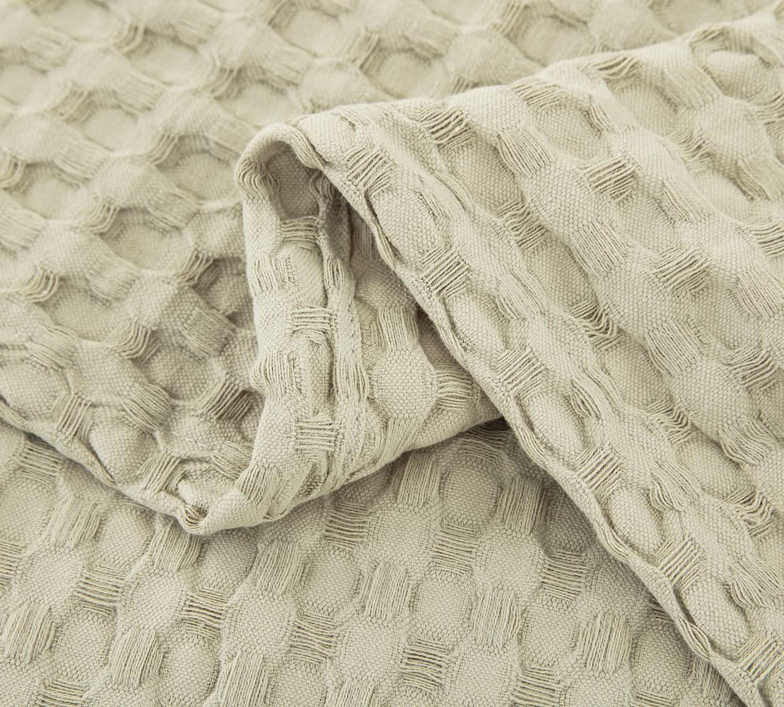 DAUAOTO King Size Waffle Cotton Blanket 104x90 Inches - Ultra Soft All Season Bed Blanket for Adults, Sage Green - Perfect for Cozy Bedroom, Guest Room & Dorm Decor