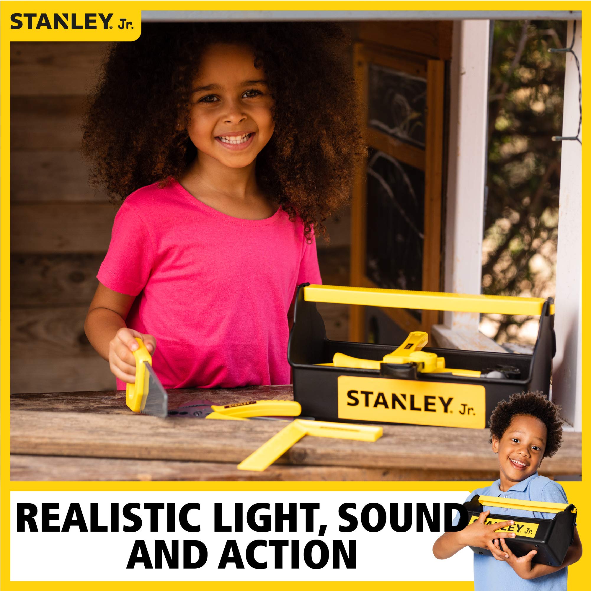 Stanley Jr - 5 Piece Kids Tool Set with Toolbox | Durable Construction Toys for Children | Perfect for DIY Projects, Pretend Play & STEM Learning Activities