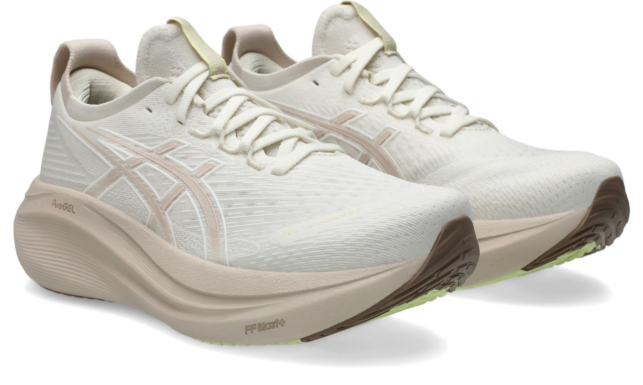 ASICS Women's Gel-Nimbus 27 Running Shoes - Lightweight Cushioning for Long-Distance (102 Cream/Mineral Beige) | Perfect for Marathon Training & Everyday Jogging
