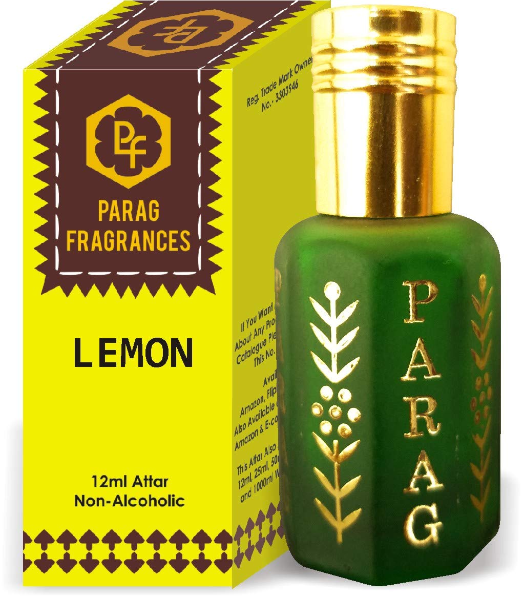 Parag Fragrances Lemon Attar 1 Tola / 12ml - Natural Distilled Alcohol-Free Long Lasting Perfume Oil (Crystal Series Limited Edition) | Perfect for Aromatherapy, Meditation & Daily Fragrance