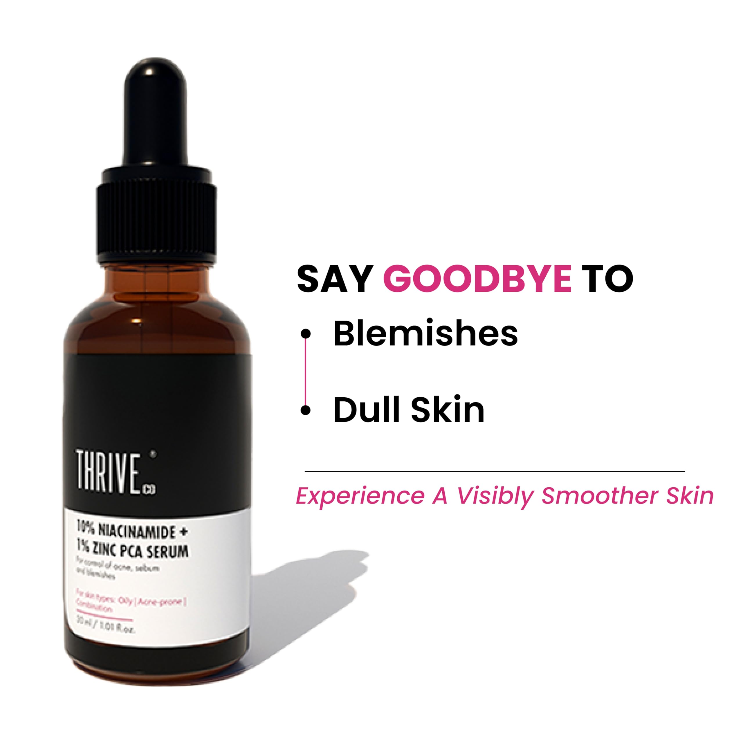THRIVECO 10% Niacinamide Face Serum with 1% Zinc PCA - Brightening Acne Treatment for Clear, Glowing Skin - 30ml Anti-Blemish Solution for Men & Women - Perfect for Daily Skincare Routine & Acne-Prone Skin Care