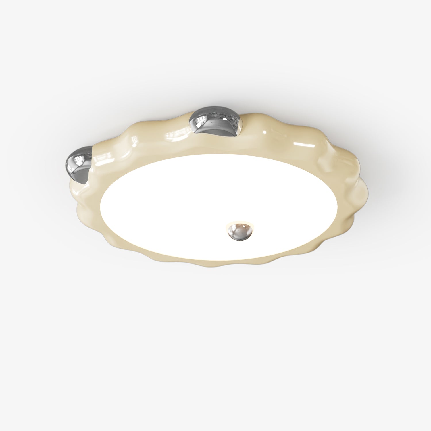 Elegant Cream Puffering Ceiling Light Fixture - Modern Flush Mount Lighting for Bedroom, Living Room & Dining Room