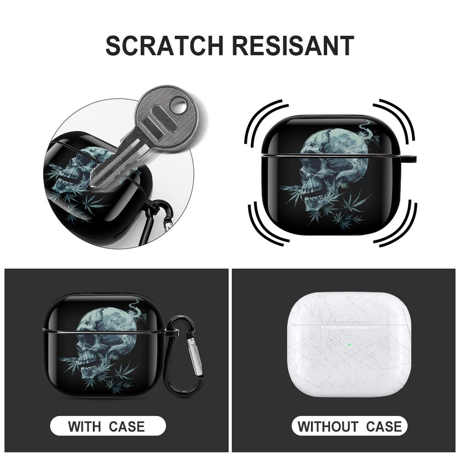 Skull-Shaped Bluetooth Earbuds Case - Weed Smoking Design, Portable Headphone Storage for AirPods 3 - Protective Cover for Travel, Gym & Outdoor Activities