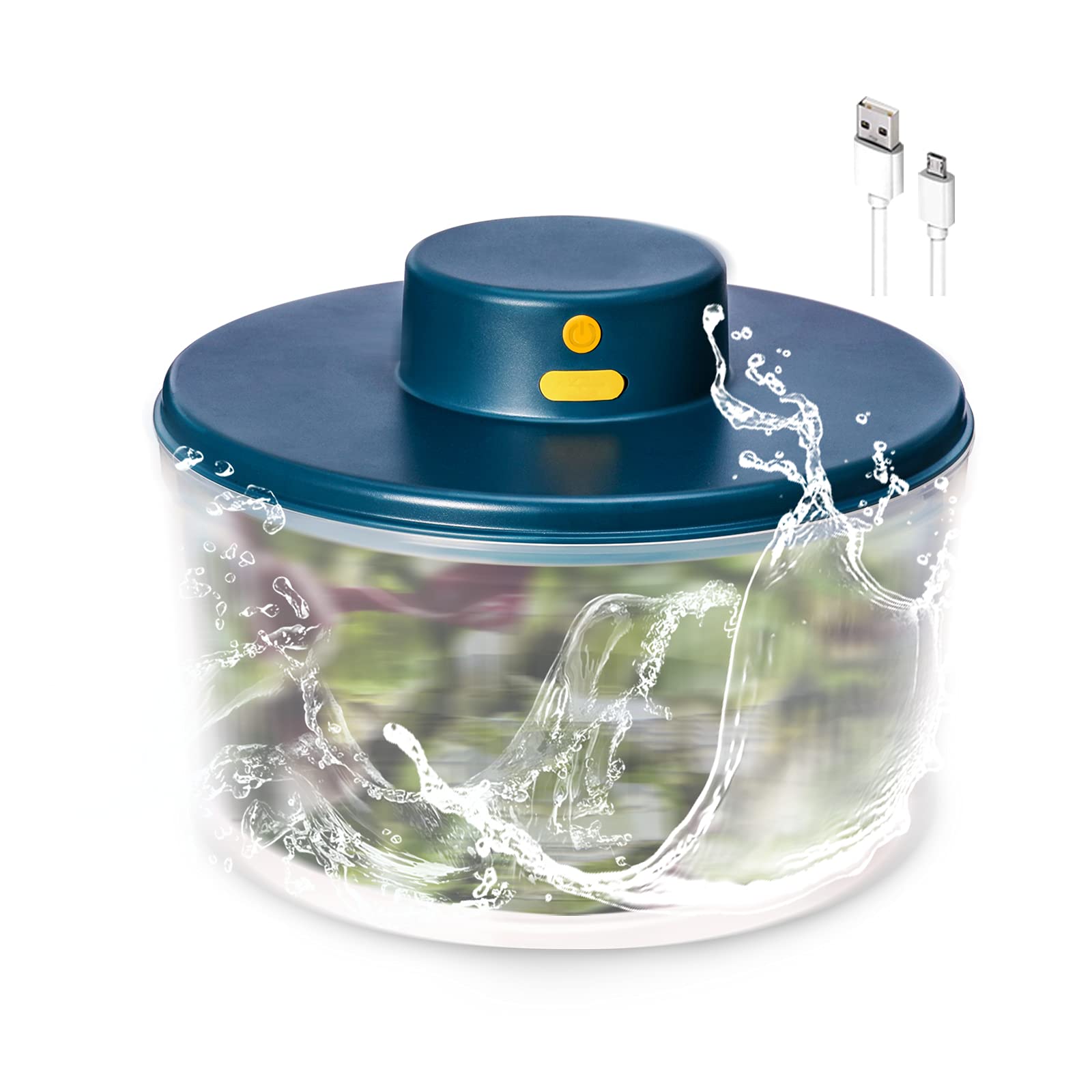 Electric Salad Spinner 3L - Compact Lettuce & Vegetable Dryer with Easy Drain System | USB Rechargeable, BPA-Free | Perfect for Kitchen, Meal Prep & Healthy Eating