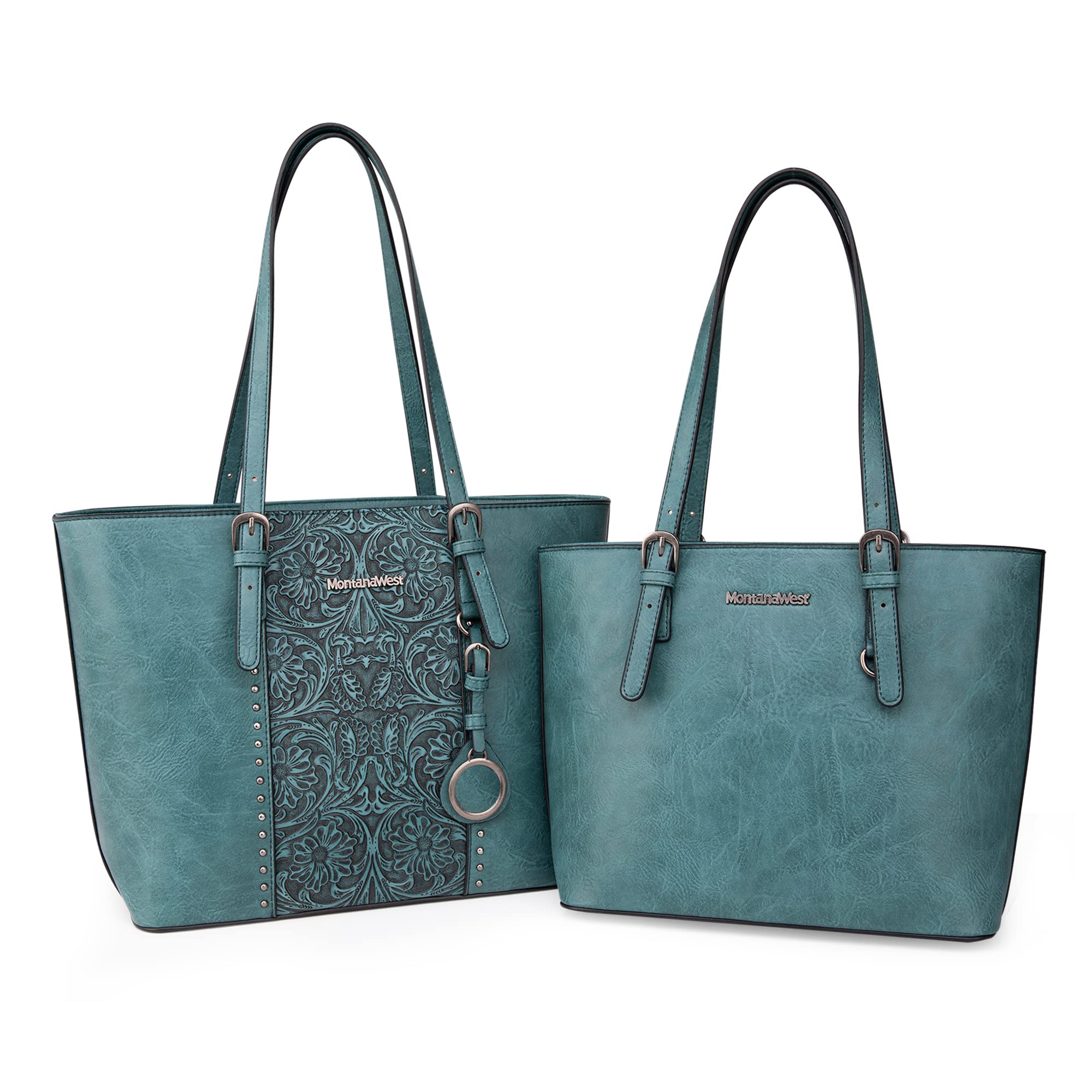 Montana West Women's Large Tote Bag & Handbag Set - 2 Piece Embossed Leather Purse Collection for Work, Travel & Everyday Use