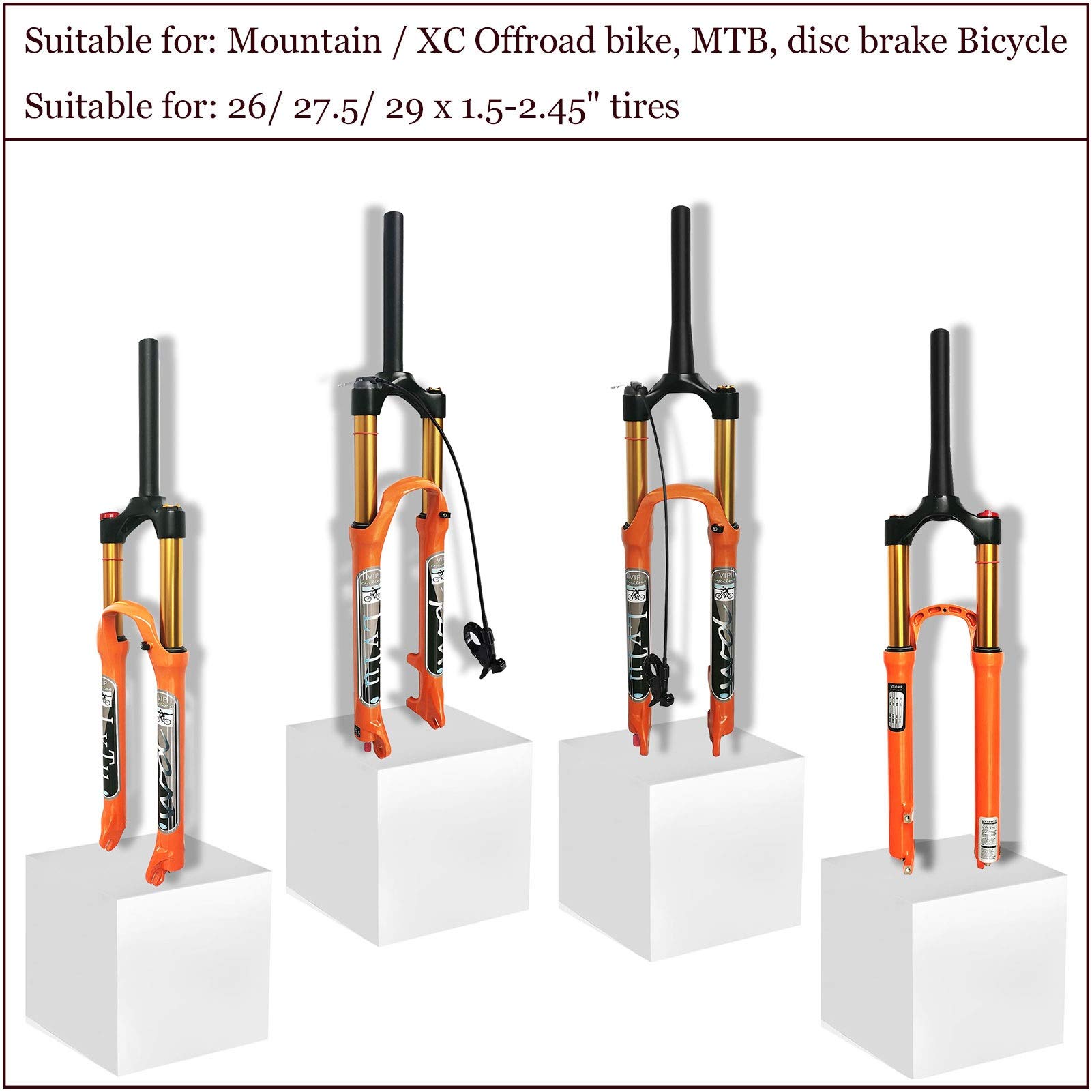 140mm Air Suspension Fork for 26/27.5/29 Inch MTB - Rebound Adjustable Straight/Tapered Tube XC/AM Mountain Bike Fork (Manual Lockout) - Perfect for Trail Riding & Cross-Country Adventures