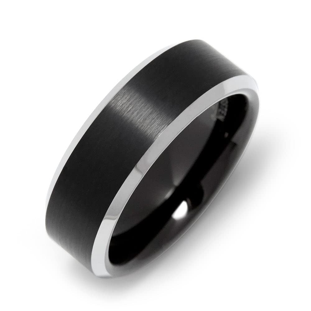 Custom Engraved Men's Tungsten Wedding Band - Brushed Black Finish Durable Ring - Perfect Anniversary Gift for Husband & Father - Ideal for Weddings, Proposals & Special Occasions