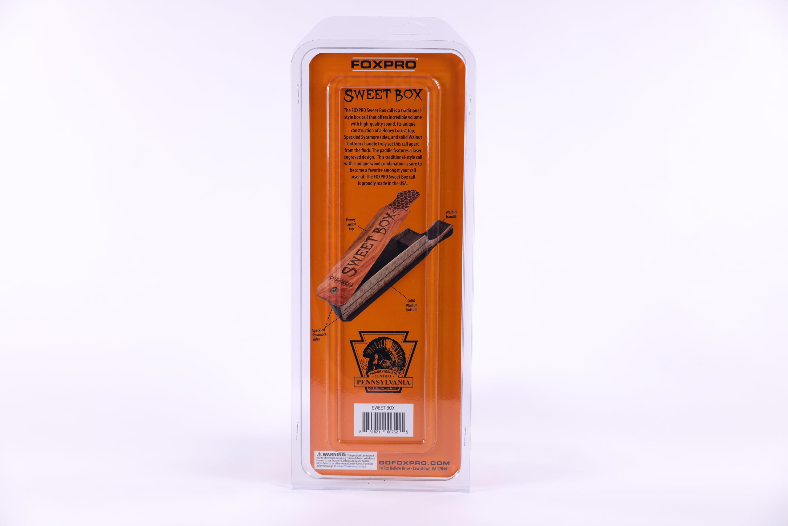 FOXPRO Sweet Box Turkey Call - Honey Locust & Speckled Sycamore Wood - Realistic Turkey Sounds for Hunting & Outdoor Adventures