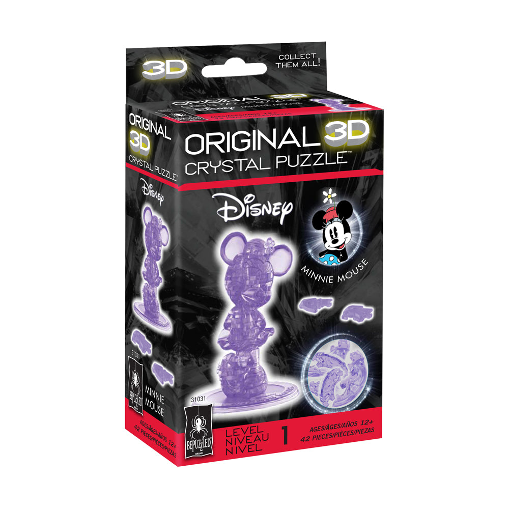 BePuzzled Disney Minnie Mouse 3D Crystal Puzzle - 42 Piece Brain Teaser for Kids & Adults | Fun Family Game Night Activity & Collectible Gift