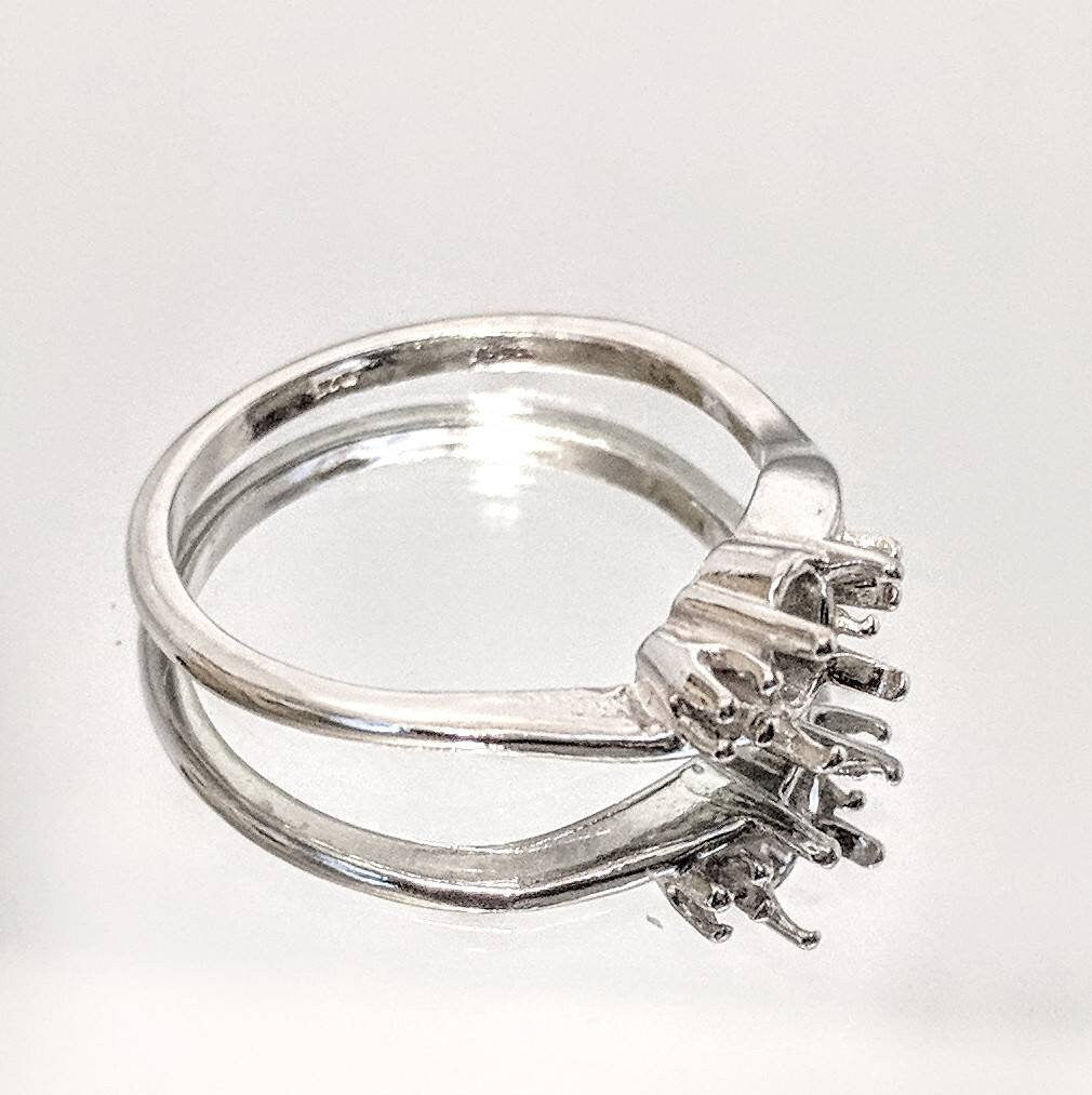 Solid Sterling Silver or 14kt Gold 6x4mm & 8x6mm Oval Swirl Ring Setting with Accents - Size 7 (163672/143672) - Perfect for Engagement Rings, Wedding Bands & Jewelry Making