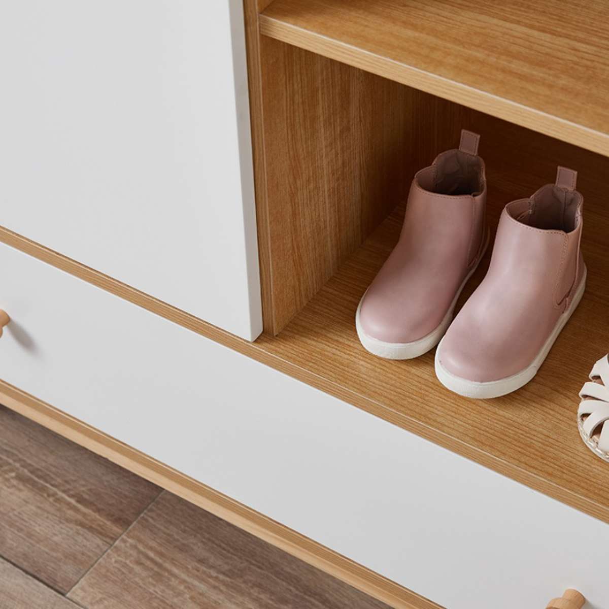 Aspen Wardrobe - White & Natural Wood Closet for Bedroom, Living Room, or Walk-In Closet Storage | Modern Freestanding Clothing Organizer with Shelves & Hanging Rod