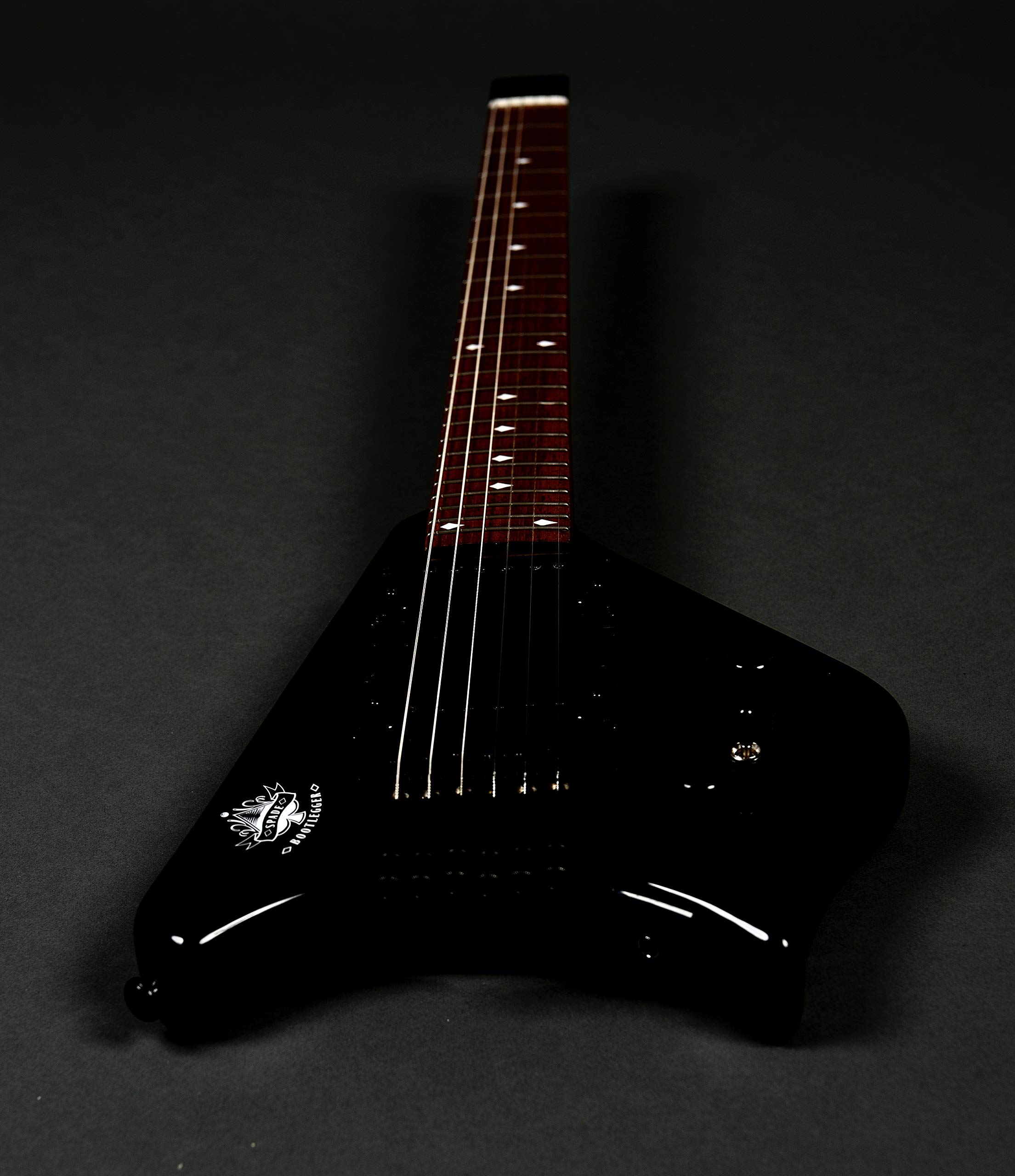 Bootlegger Guitar Spade Headless Electric Travel Guitar - Pro Series Full Scale with Stiletto Hard Case | Portable Electric Guitar for Recording, Gigs & Travel | Perfect for Musicians, Buskers & Small Spaces