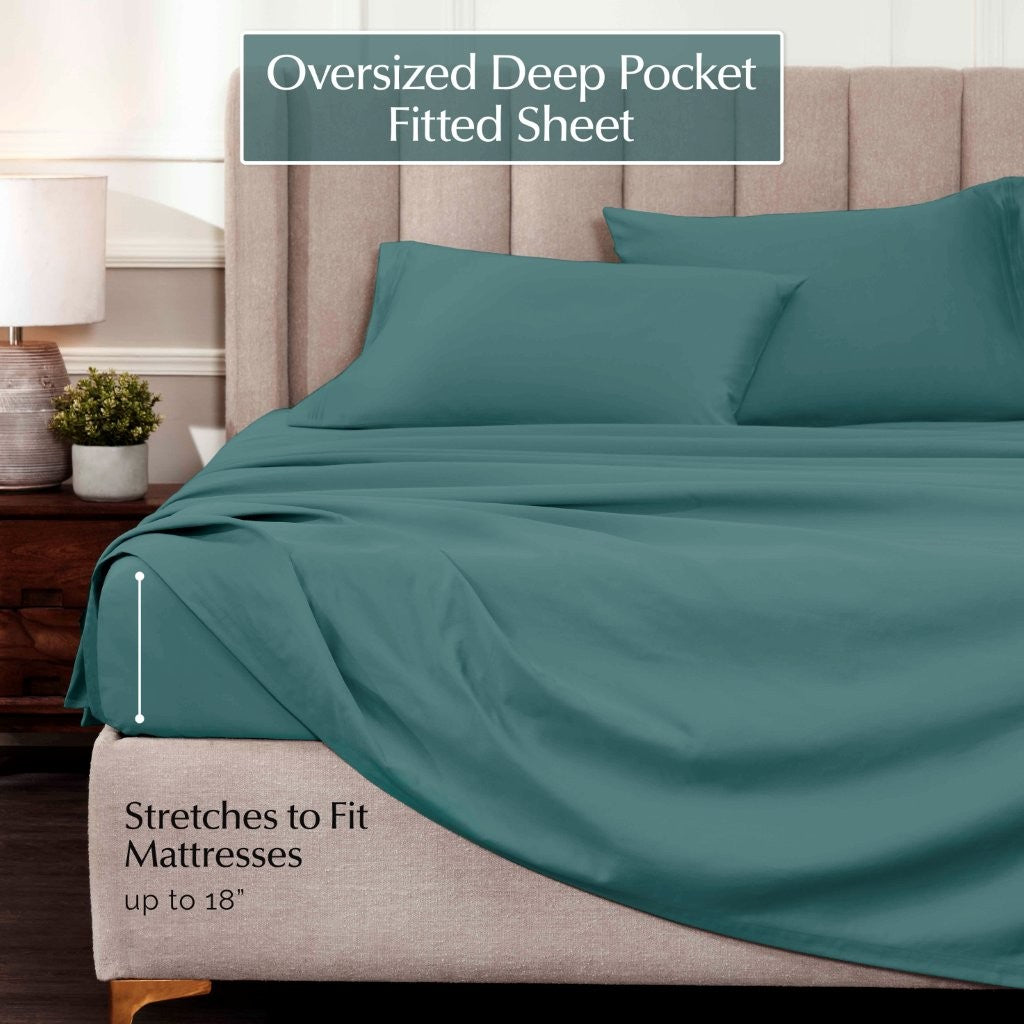 1000 Thread Count Egyptian Cotton Bed Sheet Set - Super Soft Luxury Sheets for Olympic Queen Size Bed - Perfect for Home, Hotel & Guest Room Comfort