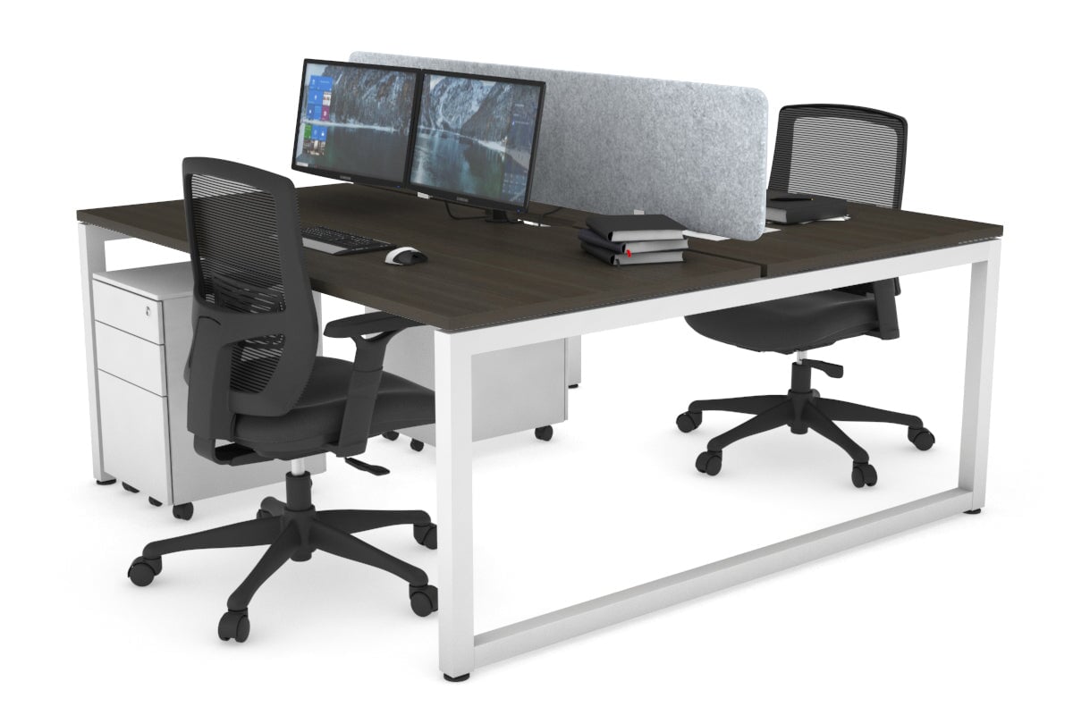 Quadro Loop Legs 2 Person Office Workstation - 1600L x 800W with Cable Management - Modern Shared Desk for Collaborative Workspaces & Home Offices