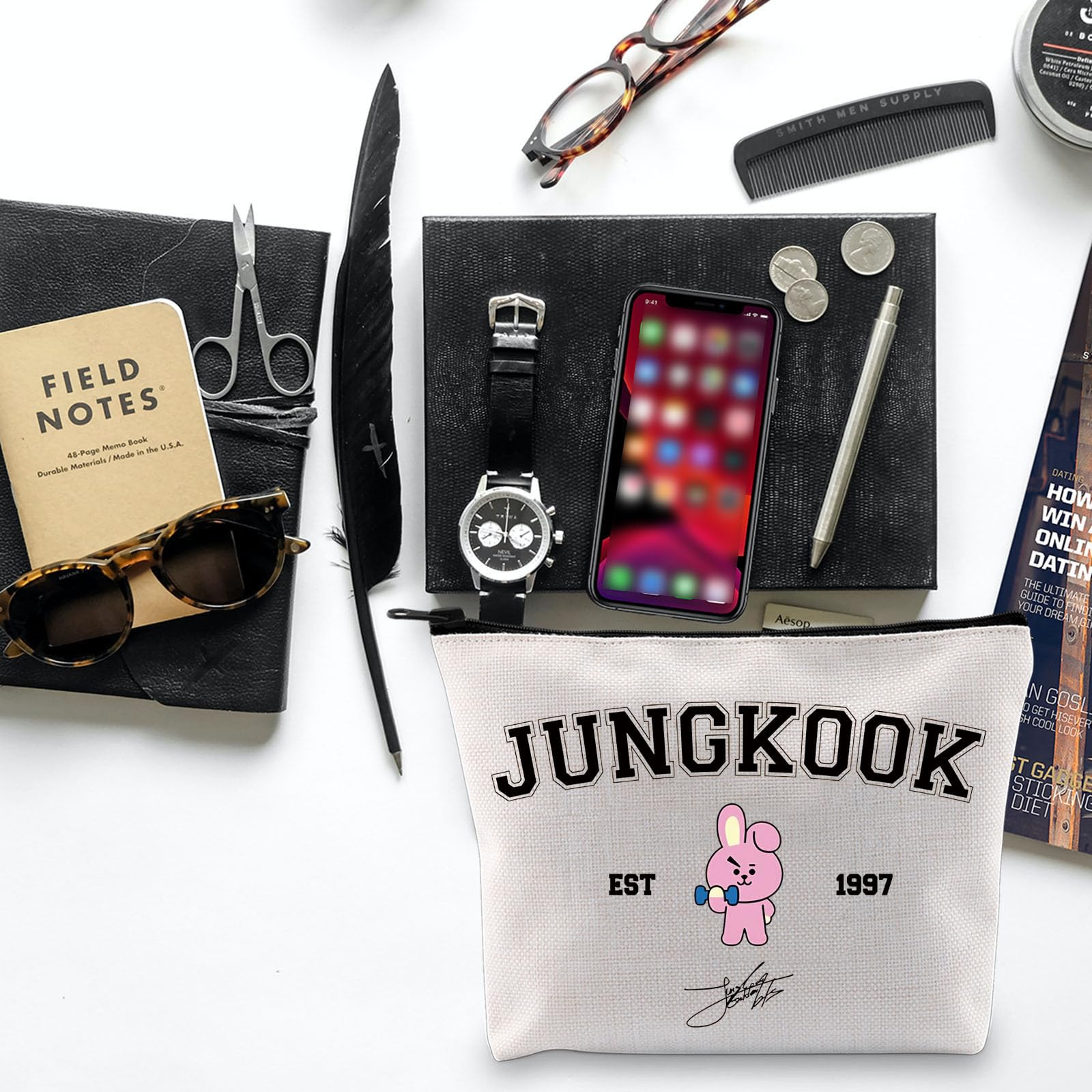 BLUPARK K-pop BTS Jungkook Merchandise Bag - Army Inspired Zipper Pouch for Fans, Singer Fan Gift, K-pop Team Accessories - Perfect for Concerts, Fan Meetings & Daily Use