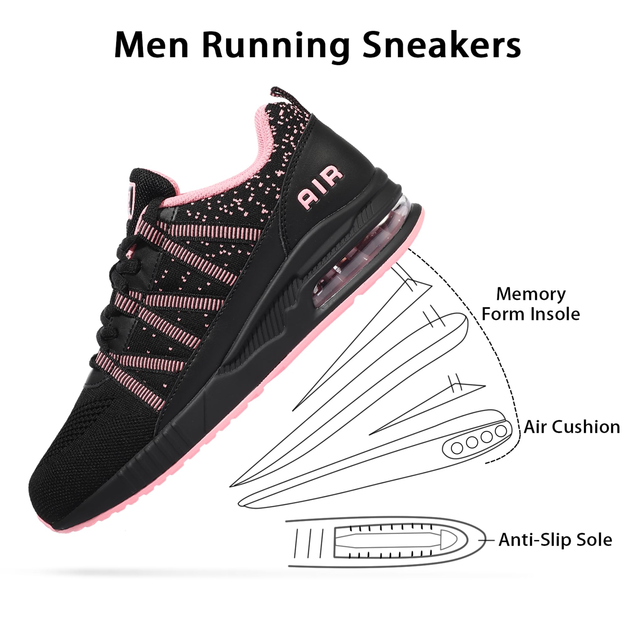 Soulsfeng Women's Air Cushion Running Shoes - Lightweight Breathable Workout Tennis Walking Sneakers for Women - Size US 3.5-11.5 - Perfect for Gym, Jogging & Casual Wear