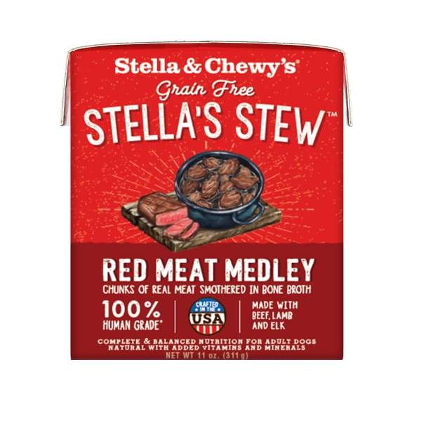 Stella & Chewy's Red Meat Medley Dog Food - Grain Free Beef, Lamb & Elk Stew for Dogs - 11oz Can - High Protein Wet Food for Puppies & Adult Dogs - Perfect for Picky Eaters & Meal Toppers