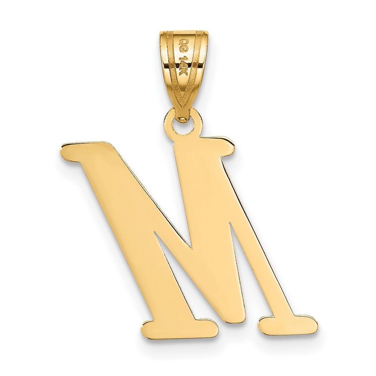 14K Gold Polished Letter M Initial Pendant Necklace for Women - Elegant Personalized Jewelry Gift for Birthday, Anniversary & Everyday Wear