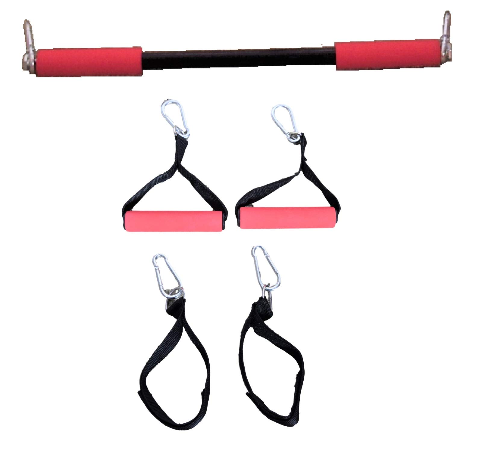 Premium Home Gym Resistance Bands Set with Door Anchor, Ankle Straps & Straight Bar - Full Body Workout for Strength Training, Yoga & Physical Therapy at Home