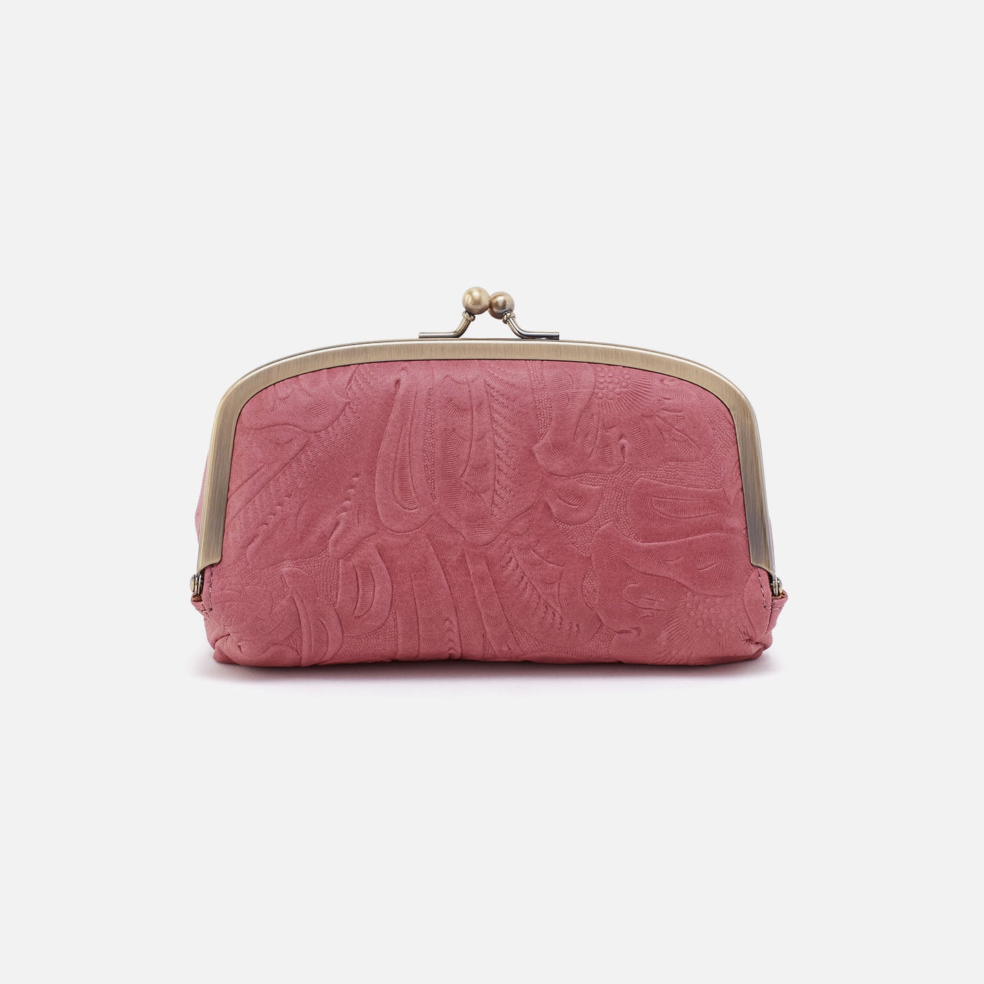 Premium Tooled Embossed Leather Face Frame Pouch - Elegant Mauve Color | Perfect for Makeup Storage, Travel Essentials & Everyday Organization
