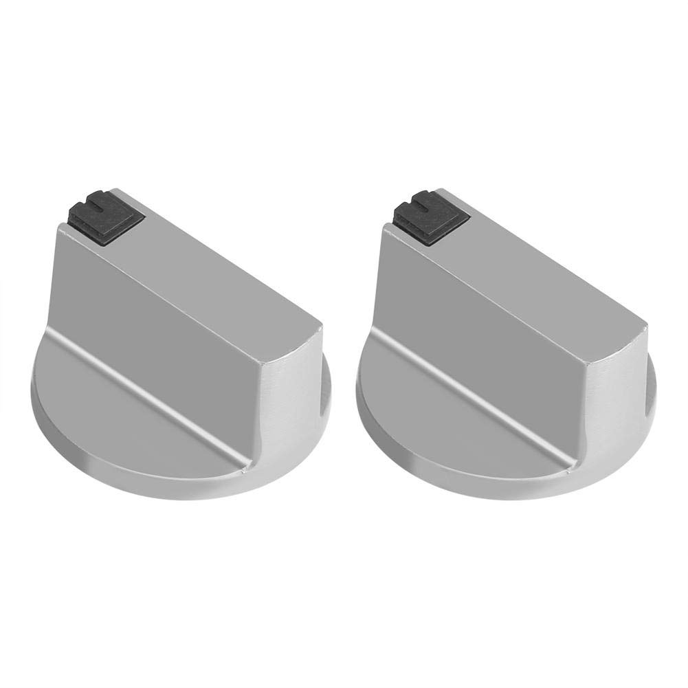 2Pcs 6mm Zinc Alloy Gas Stove Knobs - Silver Minimalist Style Replacement Control Knobs for Kitchen Cooker, Oven & Cooktop - Perfect for Home Kitchen Upgrade & Appliance Repair