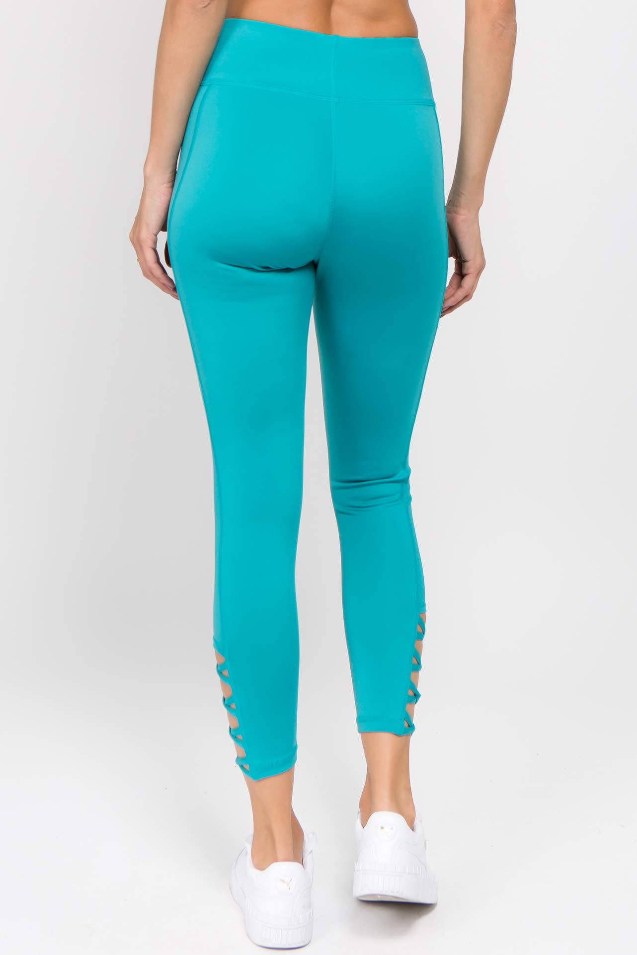 ICONOFLASH Women's High Waist Workout Leggings with Pockets & Lattice Design - Yoga, Running & Gym Athletic Pants
