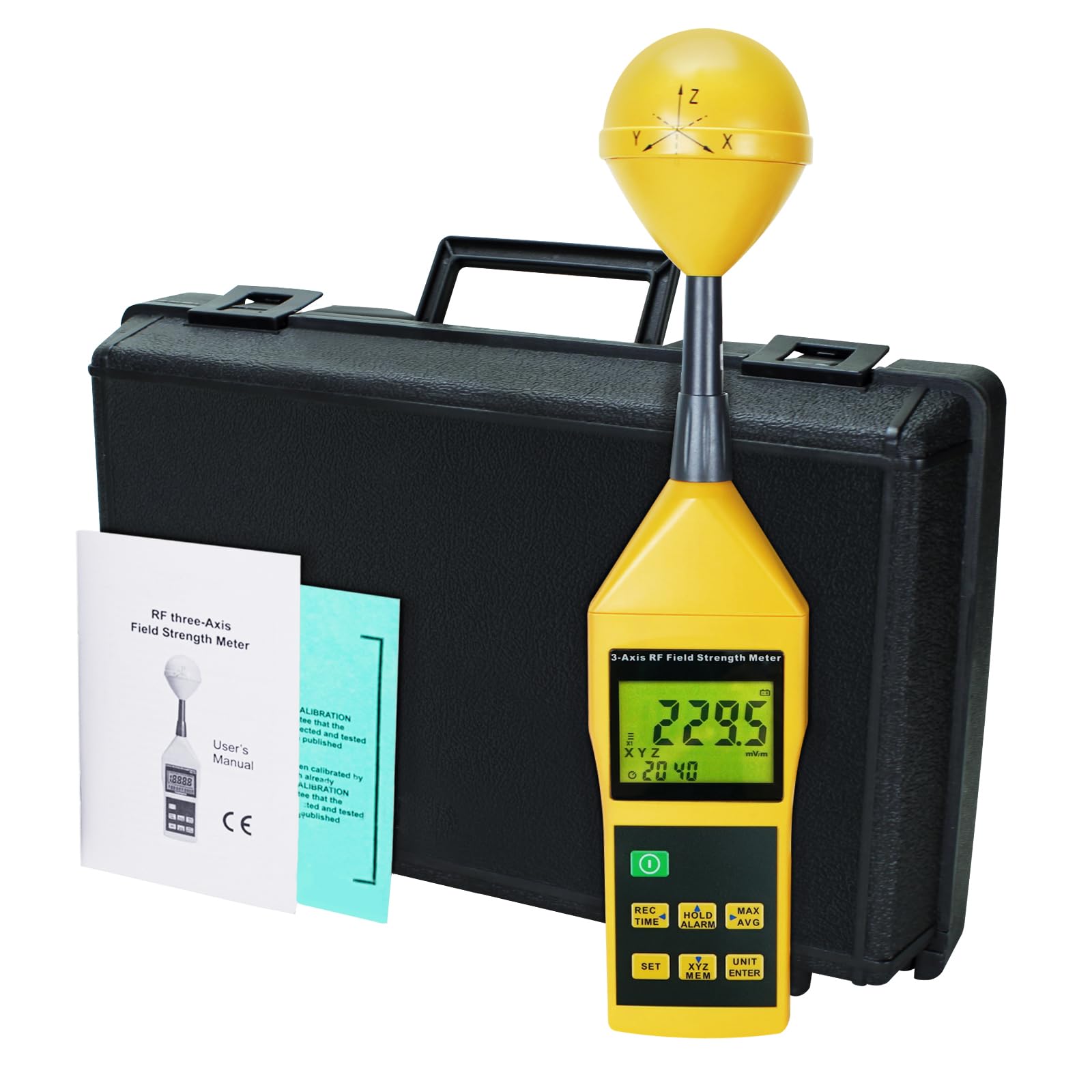 Triaxial RF Field Strength Meter - 10MHz to 8GHz Electromagnetic Radiation Detector with Alarm & Tripod Mount | Compact EMF Tester for Home, Office & Industrial Safety | Perfect for 5G, WiFi, and Cell Tower Radiation Testing