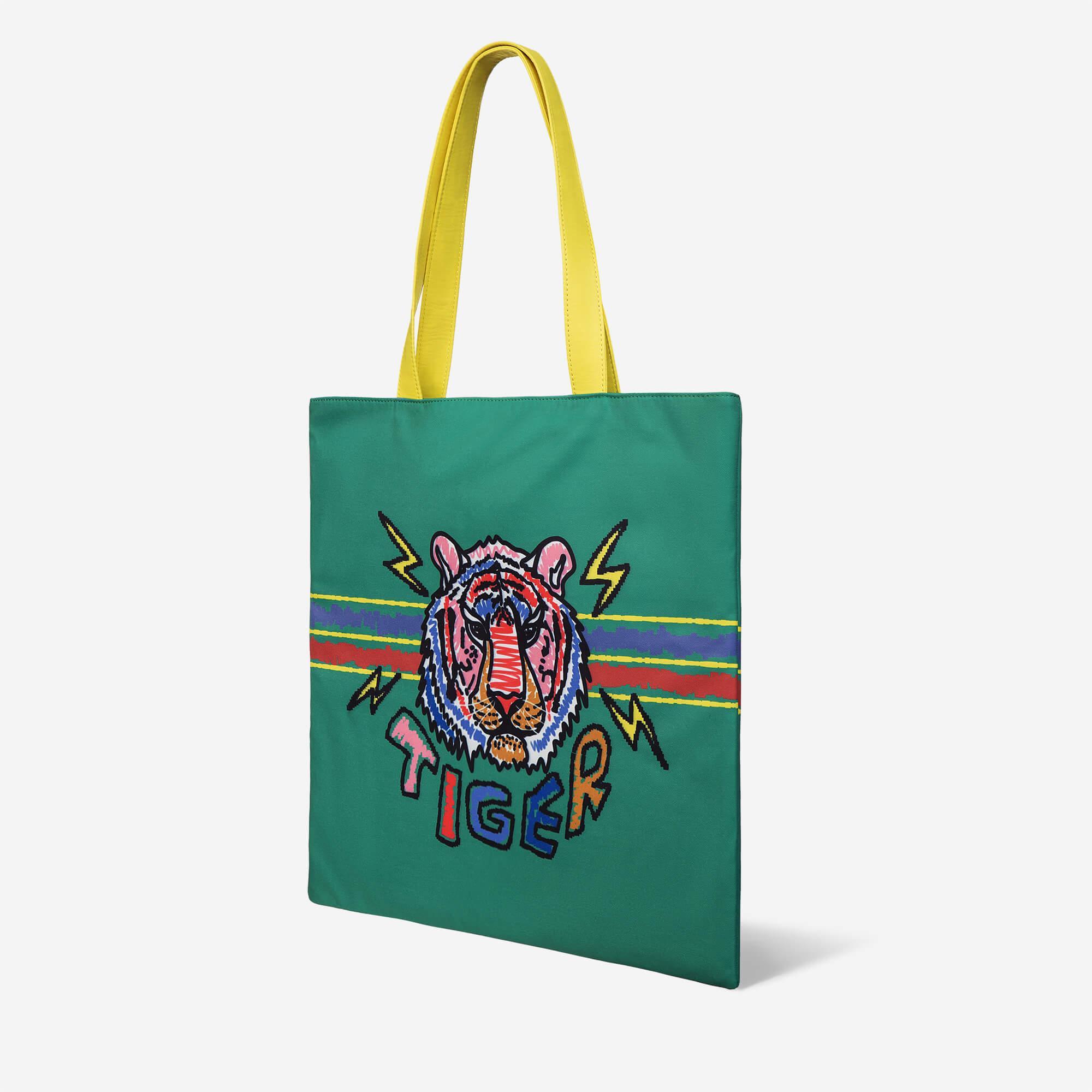 Premium Tiger Print Tote Bag - Stylish & Durable Cotton Shopping Bag for Groceries, Beach, Work & Travel