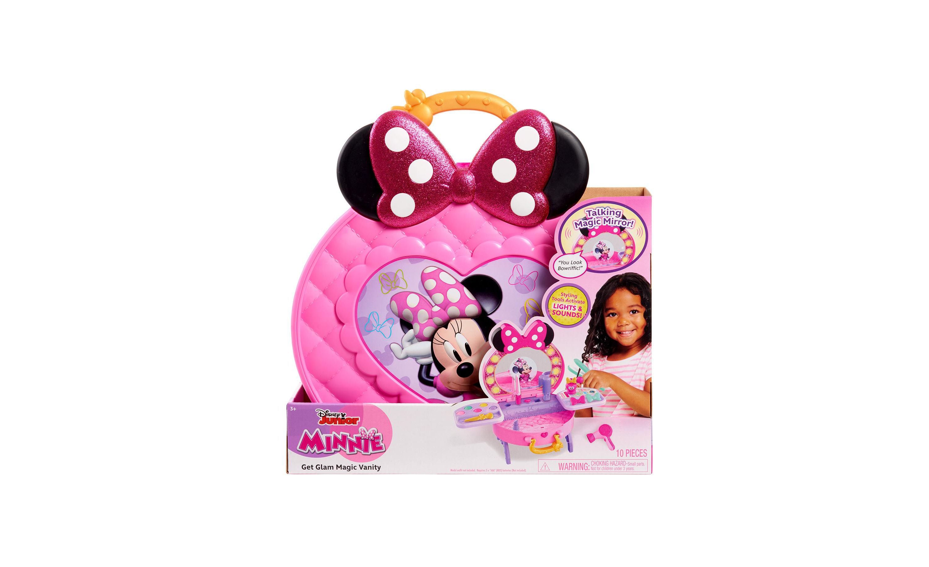 Disney Minnie Mouse Get Glam Magic Vanity Playset - Pretend Play Makeup Dress Up Toy for Girls Ages 3+ | Perfect for Birthday Gifts & Role Play Fun