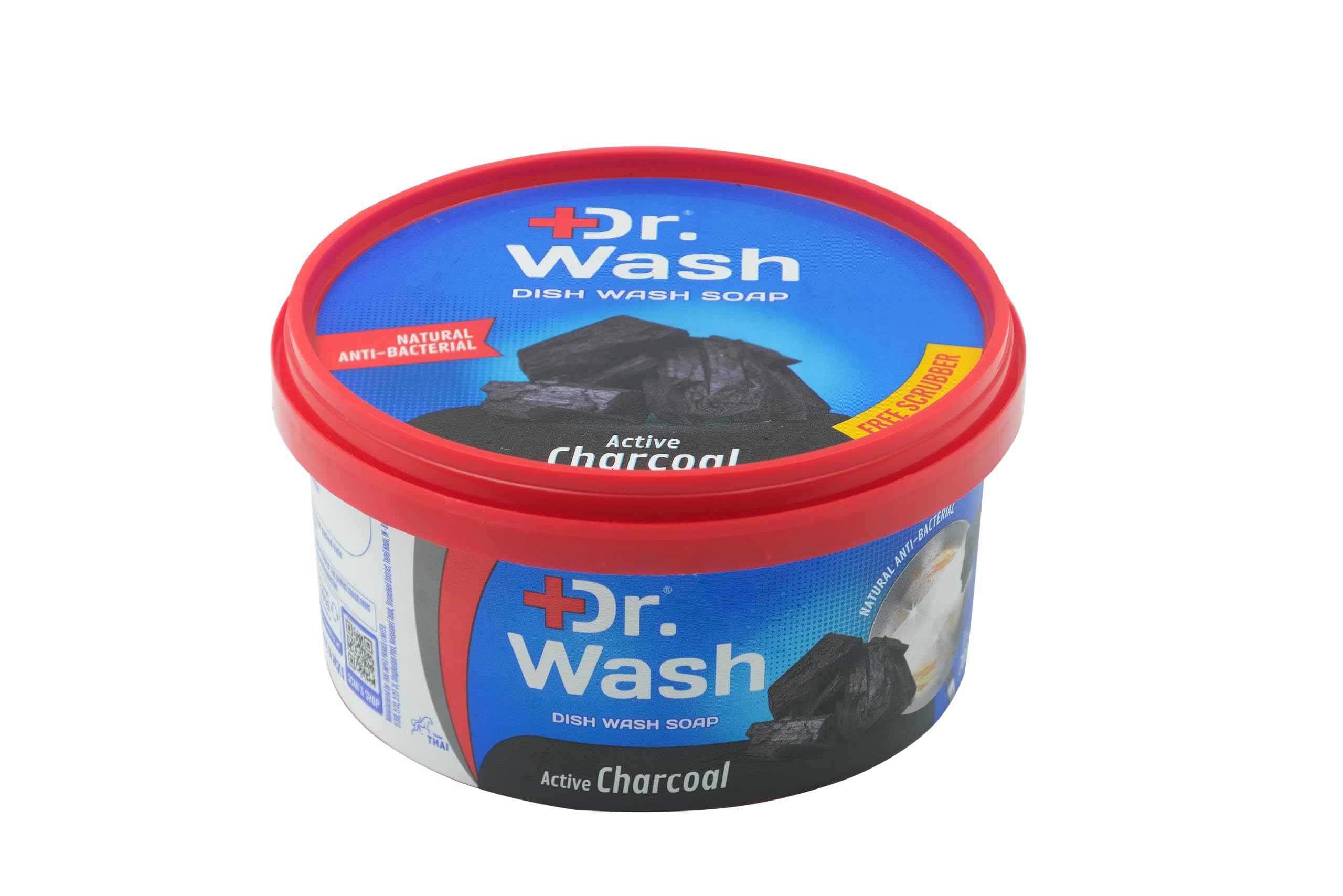 DR WASH Active Charcoal Dish Washing Soap with Scrubber - Deep Cleaning Kitchen Sponge for Pots, Pans & Utensils - Pack of 3 (Eco-Friendly, Natural Degreaser) - Perfect for Daily Dishwashing & Tough Grease Removal