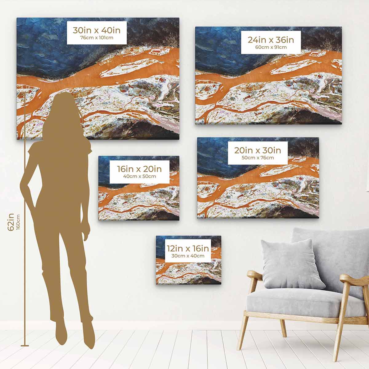 Orange Abstract Wall Art Canvas Painting - Modern Home Decor for Living Room, Bedroom & Office | 3898