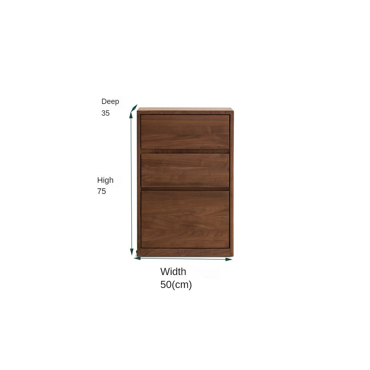 Solid Black Walnut Wood Bookshelf - Low Profile Wall Mounted or Floor Standing Cabinet for Living Room, Bedroom & Home Office Storage